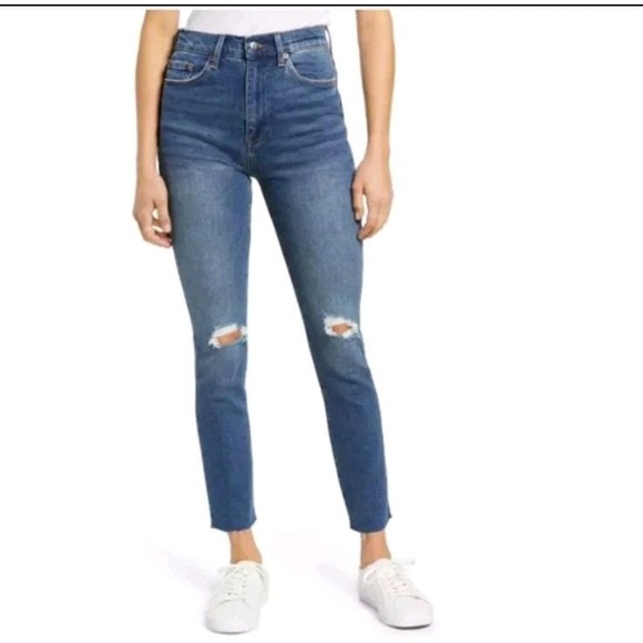 pistola Denim - Pistola‎ Women 22W High Rise Distressed Skinny Jeans Medium Wash Raw Hem Blue